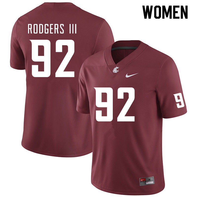 Women #92 Will Rodgers III Washington State Cougars College Football Jerseys Sale-Crimson